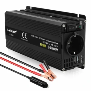 [EU Direct] Lvyuan DC 12V till AC 220V Bilströmsomvandlare Bilomvandlare 1000W (2600W Peak) Portabel Utomhus Strömbank O