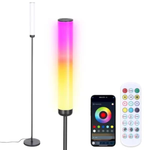 [EU-directiv] BlitzWill® BWL-F17 360° RGB golvlampa musik-synk ambientljus APP & fjärrkontroll dimbar stående lampa