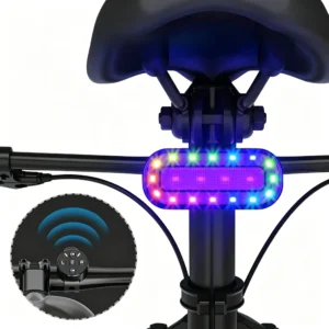 LAOTIE X6 RGB cykel bakljus med trådlös fjärrkontroll, IPX5 vattentät E-bike vändsignalindikatorer, USB-C laddning cykel