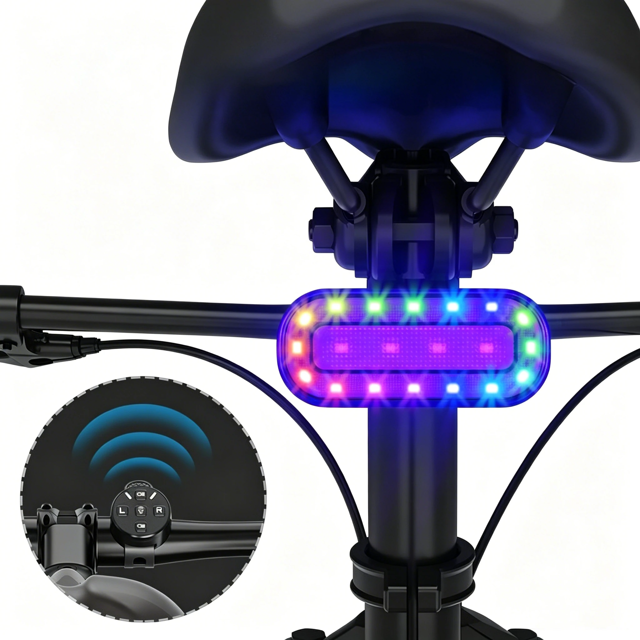 LAOTIE X6 RGB cykel bakljus med trådlös fjärrkontroll, IPX5 vattentät E-bike vändsignalindikatorer, USB-C laddning cykel LAOTIE X6 RGB cykel bakljus med trådlös fjärrkontroll, IPX5 vattentät E-bike vändsignalindikatorer, USB-C laddning cykel