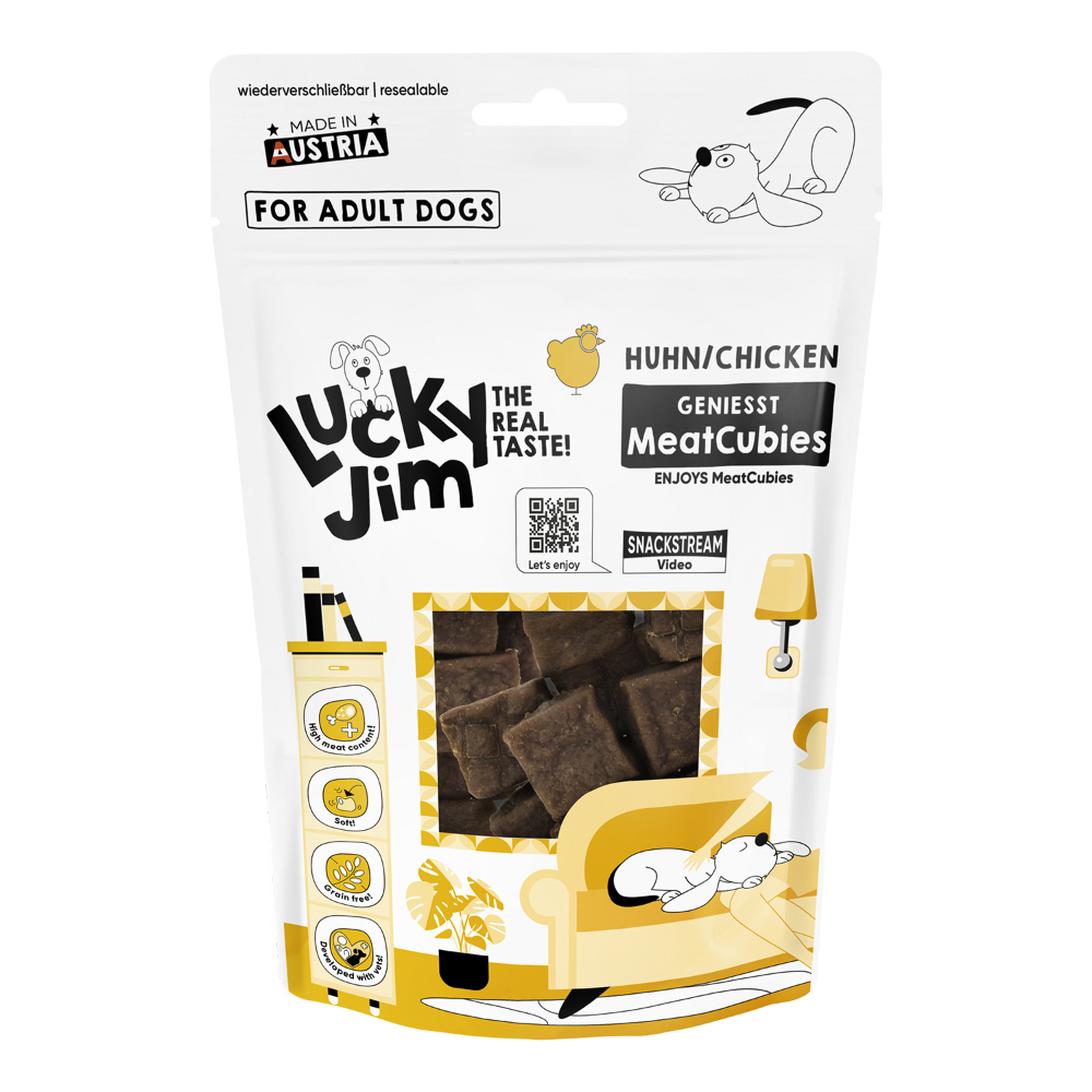 Lucky Jim MeatCubies - Ekonomipack: 8 x 70 g kyckling Lucky Jim MeatCubies - Ekonomipack: 8 x 70 g kyckling