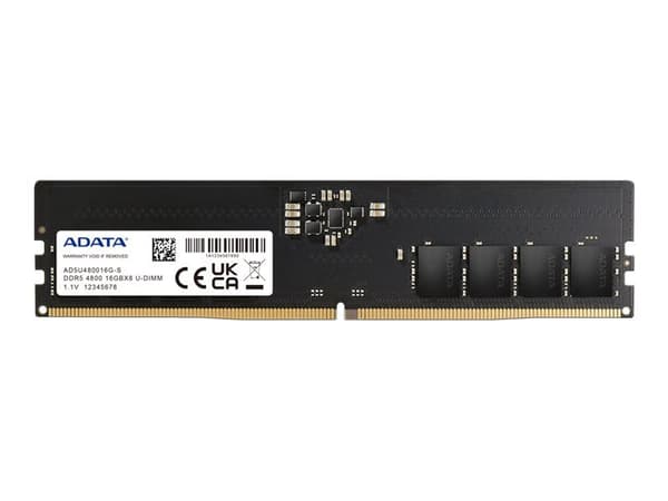 ADATA - DDR5 - modul - 16 GB - DIMM 288-pin - 4800 MT/s / PC5-38400 - CL40 - 1.1 V - ej buffrad - on-die ECC - svart ADATA - DDR5 - modul - 16 GB - DIMM 288-pin - 4800 MT/s / PC5-38400 - CL40 - 1.1 V - ej buffrad - on-die ECC - svart