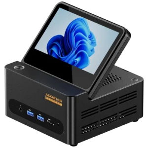 AOOSTAR G-FLIP Mini-PC med 5-tums hopfällbar skärm, AMD Ryzen 7 H255 8 kärnor 16 trådar, 24 GB DDR5, 1 TB SSD, Windows 1