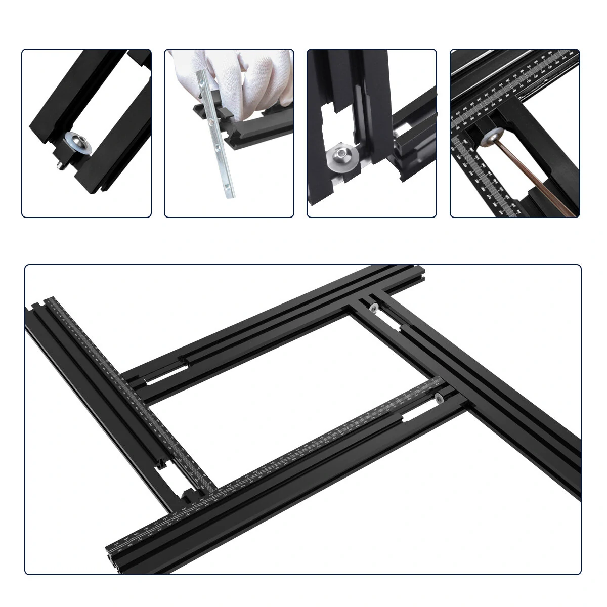 ENJOYWOOD Beskärningsmaskin Guide Rails 400mm-800mm Justerbar Baksida Hjälpbotor Guide Bracket Aluminiumlegering Bearbet ENJOYWOOD Beskärningsmaskin Guide Rails 400mm-800mm Justerbar Baksida Hjälpbotor Guide Bracket Aluminiumlegering Bearbet