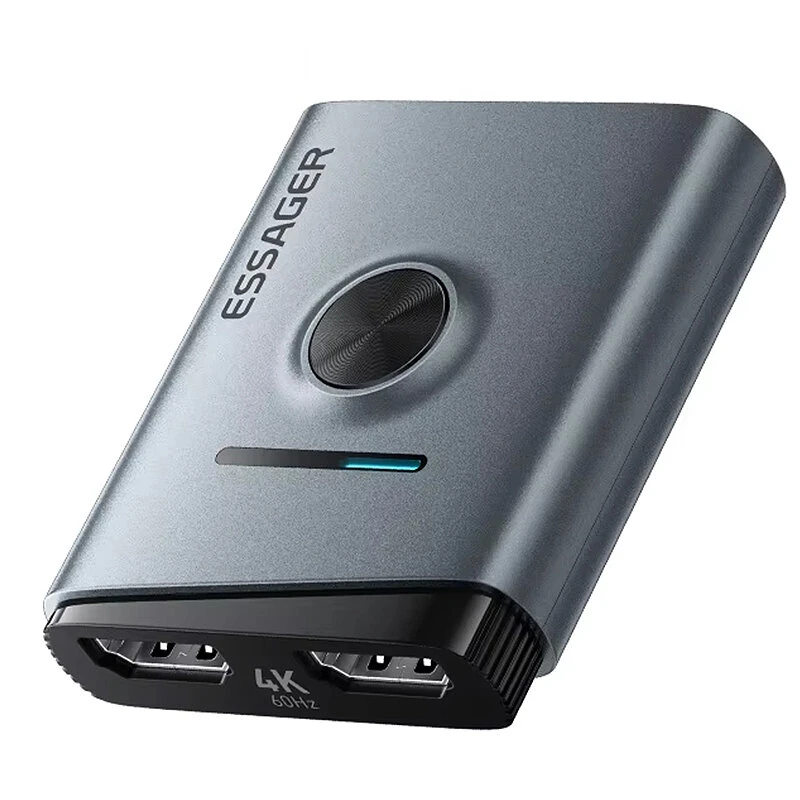 Essager ES-QH02 bidirektionell HD-växlar 2 i 1 Ut 4K@60Hz HD-kompatibel splitter för PC PS5 Xbox TV Box Monitor Projekto Essager ES-QH02 bidirektionell HD-växlar 2 i 1 Ut 4K@60Hz HD-kompatibel splitter för PC PS5 Xbox TV Box Monitor Projekto