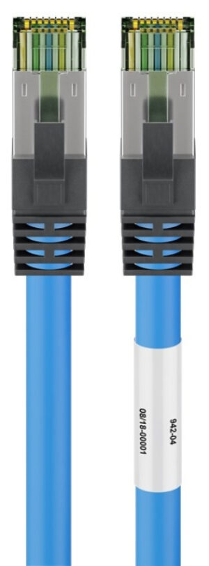 Goobay CAT 8.1 Patchkabel, S/FTP (PiMF), blå 99,9 % syrefri kopparledare (OFC), AWG 24, halogenfri kabelhölje (LSZH), 5 m