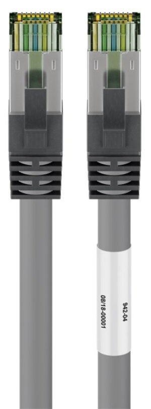 Goobay CAT 8.1 Patchkabel, S/FTP (PiMF), grå 99,9 % syrefri kopparledare (OFC), AWG 24, halogenfri kabelhölje (LSZH), 5 m