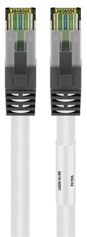 Goobay CAT 8.1 Patchkabel, S/FTP (PiMF), vit 99,9 % syrefri kopparledare (OFC), AWG 24, halogenfri kabelhölje (LSZH), 0.25 m