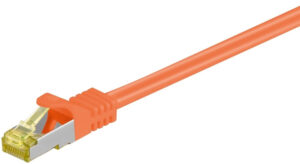 Goobay RJ45 patchkabel S/FTP (PiMF), 500 MHz, med CAT 7 råkabel, orange, 1 m LSZH halogenfri kabelhölje, koppar, RJ45-kontakt (CAT 6A)