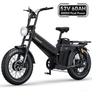 TESWAY X7 AWD Elcykel - 3000W Maxeffekt, 52V 60Ah Batteri, 60 km/h Toppfart, 20" x 4,0" Fatbike-däck, Hydrauliska Bromsar