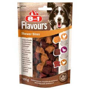 3 + 1 på köpet! 4x 8in1 hundgodis - Flavours Skewer Bites, 4 x 100 g
