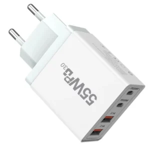 55W 4-Port USB PD-laddare 2USB-A+2USB-C PD QC PPS Snabbladdningsväggadapter EU-plugg US-plugg för iPhone 16 16 Pro 15 14