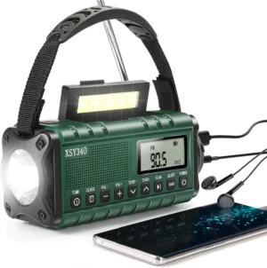 Bärbar Sol Vev Radio AM FM NOAA Väder USB 10000mAh Laddning LED Ficklampa Powerbank Aste-lampa