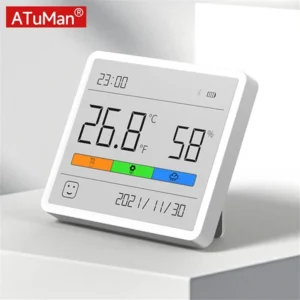 DUKA Atuman TH1 Temperatur Fuktighet Meter LCD Digital Termometer Hygrometer Sensor Mätare Väderstation Klocka Hem Inomh