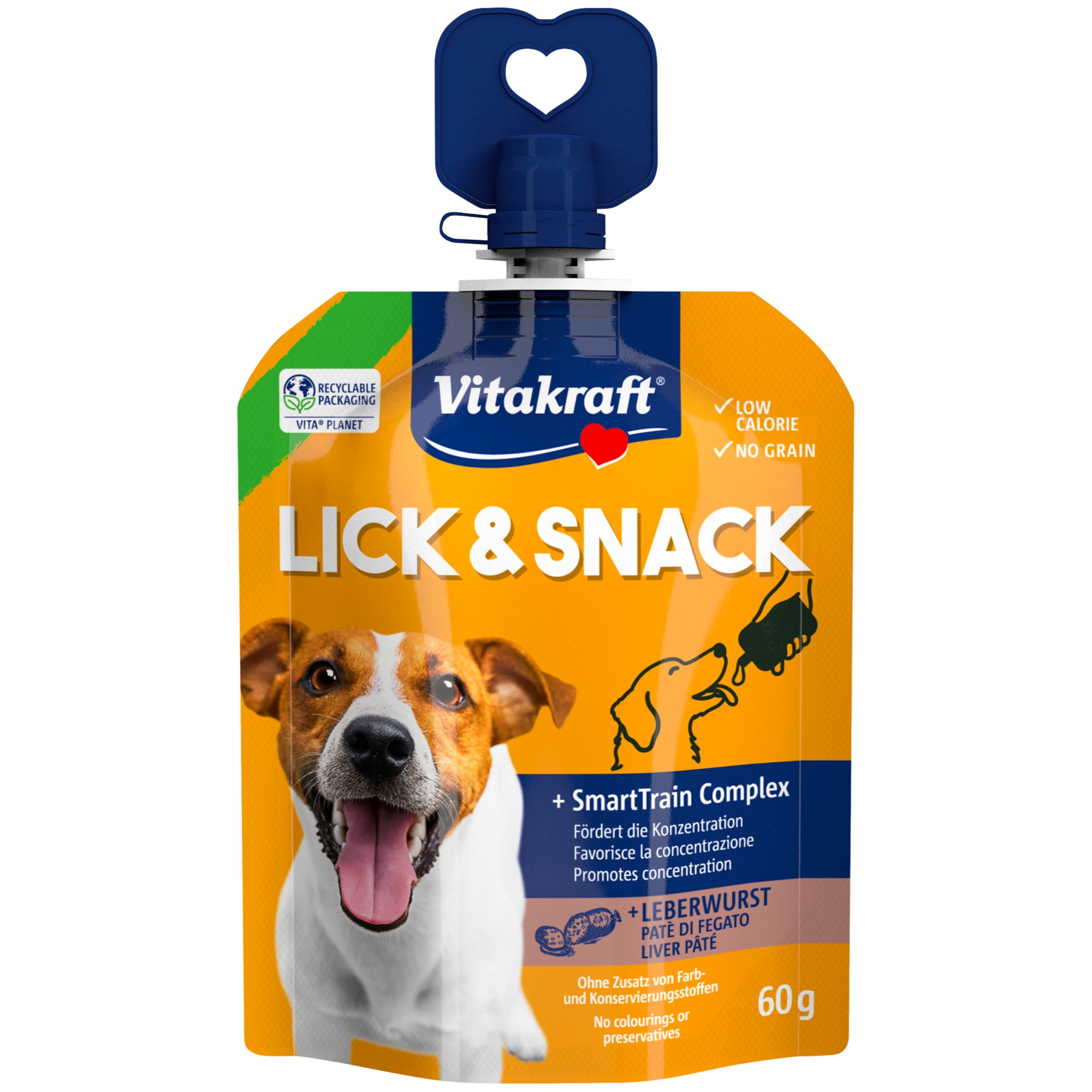 Ekonomipack: Vitakraft Lick & Snack SmartTrain Complex 16 x 60 g - Leverpastej Ekonomipack: Vitakraft Lick & Snack SmartTrain Complex 16 x 60 g - Leverpastej