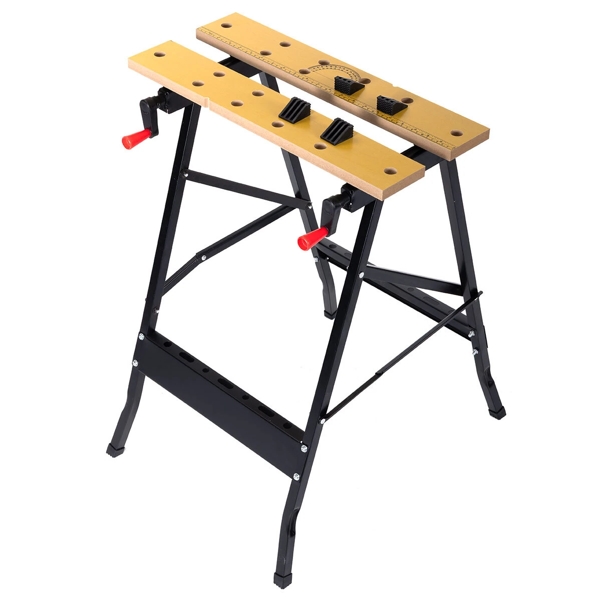 Fällbar bärbar snickeribänk justerbart DIY-bord med inbyggd skala,kraftig design,halkfri bas,kompakt förvaring och multi Fällbar bärbar snickeribänk justerbart DIY-bord med inbyggd skala,kraftig design,halkfri bas,kompakt förvaring och multi