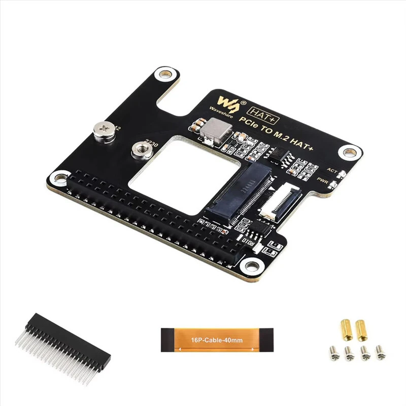 För Raspberry Pi 5 PCIe till M.2 HAT NVME expansionskort med 16P kabel GPIO-headerstöd aktiv kylare för RPI 5 Pi5 För Raspberry Pi 5 PCIe till M.2 HAT NVME expansionskort med 16P kabel GPIO-headerstöd aktiv kylare för RPI 5 Pi5