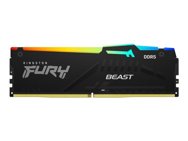Kingston FURY Beast RGB - DDR5 - modul - 16 GB - DIMM 288-pin - 6000 MT/s / PC5-48000 - CL36 - 1.35 V - ej buffrad - on-die ECC - svart Kingston FURY Beast RGB - DDR5 - modul - 16 GB - DIMM 288-pin - 6000 MT/s / PC5-48000 - CL36 - 1.35 V - ej buffrad - on-die ECC - svart