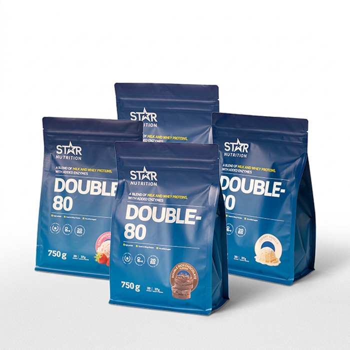 Mix&Match: 4 x Double-80 Proteinpulver 750 g Mix&Match: 4 x Double-80 Proteinpulver 750 g