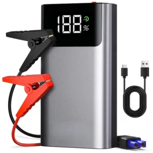 QS001 4000A Bilstartare med Digital Display 3 i 1 Bärbar Powerbank och LED-lampa för 12V-fordon