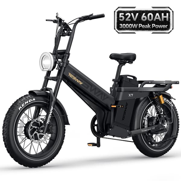 TESWAY X7 AWD Elcykel - 3000W Maxeffekt, 52V 60Ah Batteri, 60 km/h Toppfart, 20" x 4,0" Fatbike-däck, Hydrauliska Bromsar TESWAY X7 AWD Elcykel - 3000W Maxeffekt, 52V 60Ah Batteri, 60 km/h Toppfart, 20" x 4,0" Fatbike-däck, Hydrauliska Bromsar