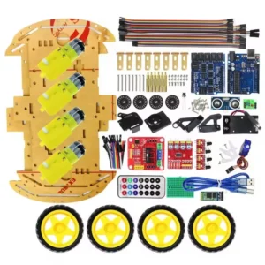 UNOR3 Fyrhjuls Intelligent Mini Fordon 4WD bluetooth Fjärrkontroll DIY Smart Robot Kit Hastighetsmätning Spårning Hinder