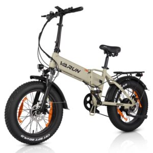 VARUN S20-1 Foldable Electric Urban Bike, 20" FatBike, 48V 13Ah Battery, Beige