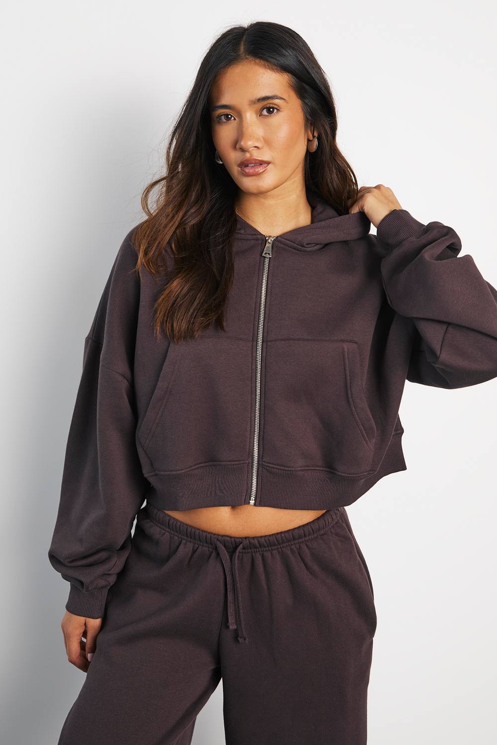 boohoo Dam Boxig Ballongärmad OverStorlekd Zip-hoodie | Dark Chocolate | Storlek Medium boohoo Dam Boxig Ballongärmad OverStorlekd Zip-hoodie | Dark Chocolate | Storlek Medium