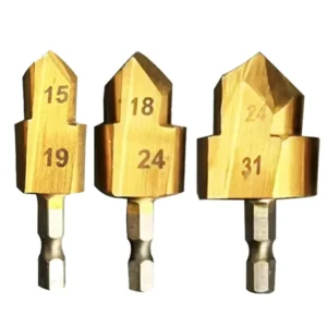 3 stycken 6,35mm 1/4" Hexskaft med 3 flöten i höghastighetsstål Frasborr med diameter #20 #25 #32 för trä / metall / pla