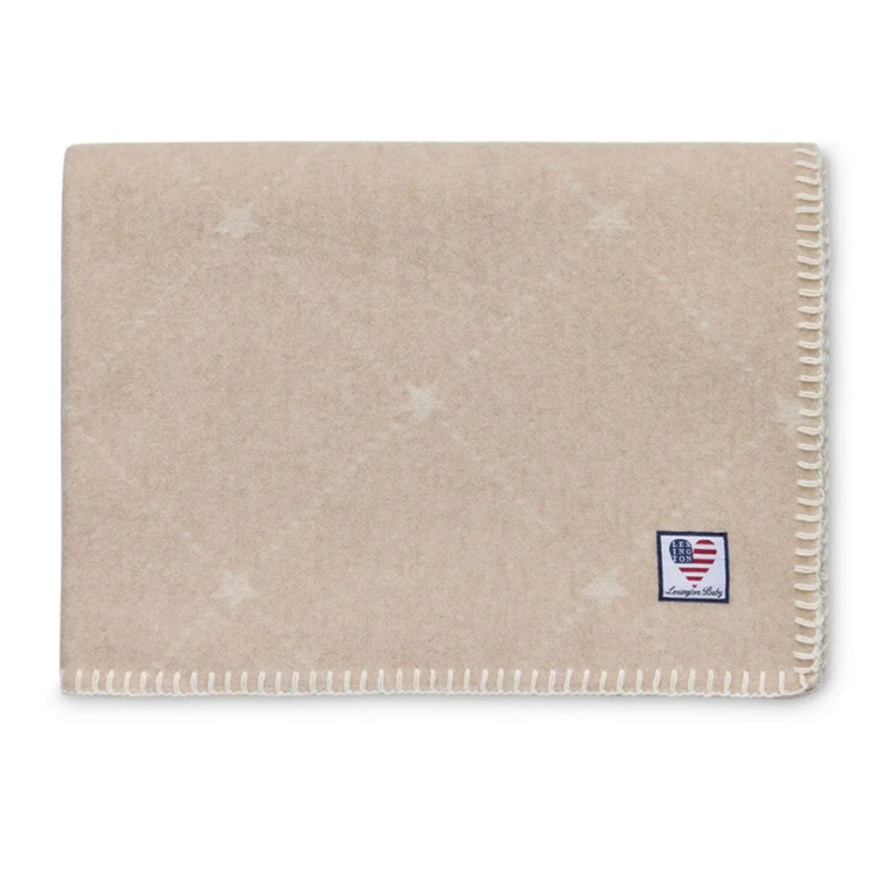 Lexington Baby Signature Star Recycled Wool Pläd 70x100 Beige / White Lexington Baby Signature Star Recycled Wool Pläd 70x100 Beige / White
