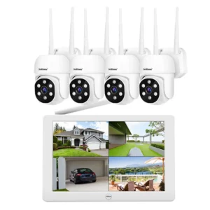 SriHome NVS009-IPC030 10,1-tums HD-skärmkamerakit 8CH WiFi NVR 1080P PTZ 3 nattsynslägen tvåvägs ljud IP66 Humanoid röre