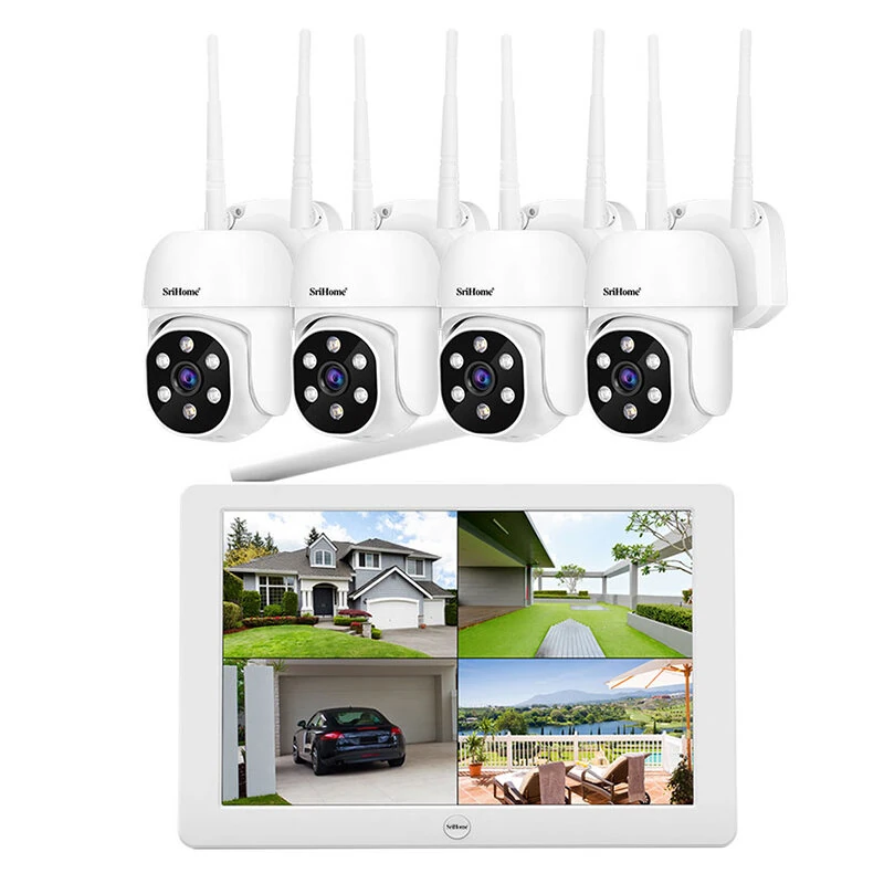 SriHome NVS009-IPC030 10,1-tums HD-skärmkamerakit 8CH WiFi NVR 1080P PTZ 3 nattsynslägen tvåvägs ljud IP66 Humanoid röre SriHome NVS009-IPC030 10,1-tums HD-skärmkamerakit 8CH WiFi NVR 1080P PTZ 3 nattsynslägen tvåvägs ljud IP66 Humanoid röre