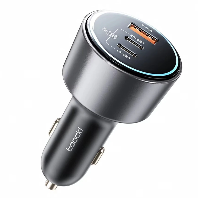 Toocki SD-033 200W 3-port USB PD-laddare adapter USB-A+2USB-C PD QC4+ AFC PPS SCP FCP Snabbladdning med blå LED för iPho Toocki SD-033 200W 3-port USB PD-laddare adapter USB-A+2USB-C PD QC4+ AFC PPS SCP FCP Snabbladdning med blå LED för iPho